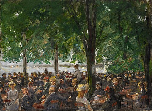 Beer garden near the Havel under trees, 1920, Max Liebermann