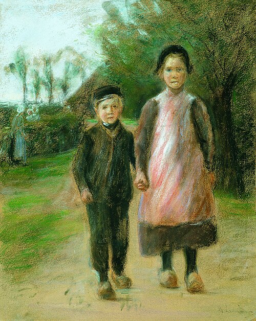 Boy and Girl on a Village Street, 1897, Max Liebermann