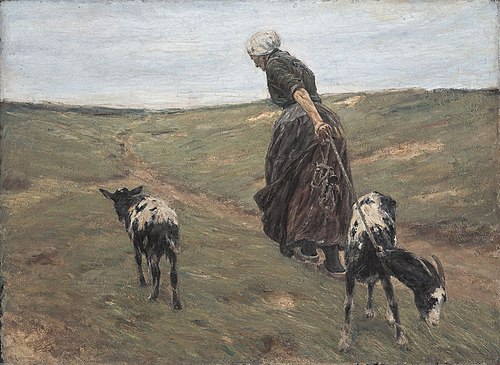 Woman with goats in the dunes, 1890, Max Liebermann