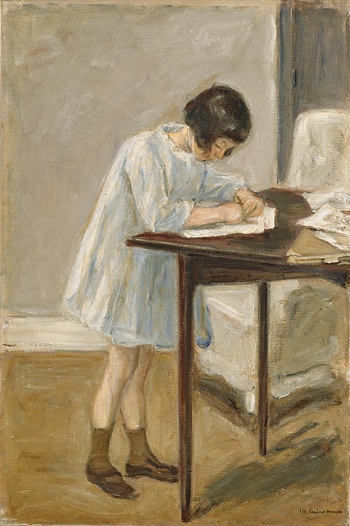 Granddaughter (standing girl writing), 1923, Max Liebermann