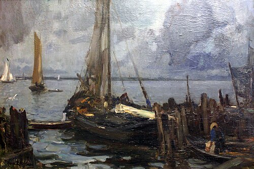 Fiord landscape with sailing boats, 1897, Hans Looschen