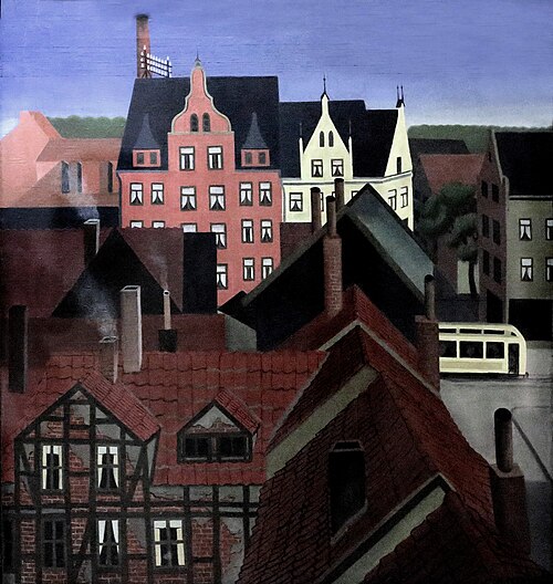 Buildings in Linden. View onto the Limmerstrasse., 1927, Hans Mertens