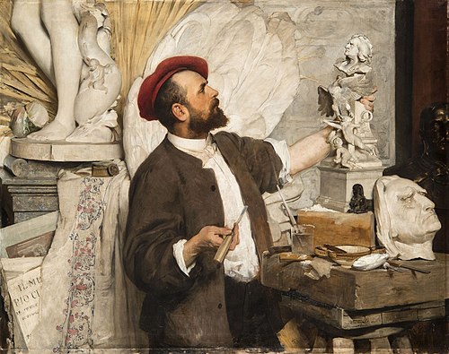 Alajos Stróbl at Work, 1880, Hans Temple