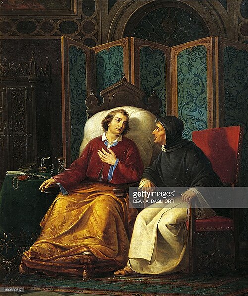 Lorenzo de' Medici's confession, 1853, Augusto Tominz