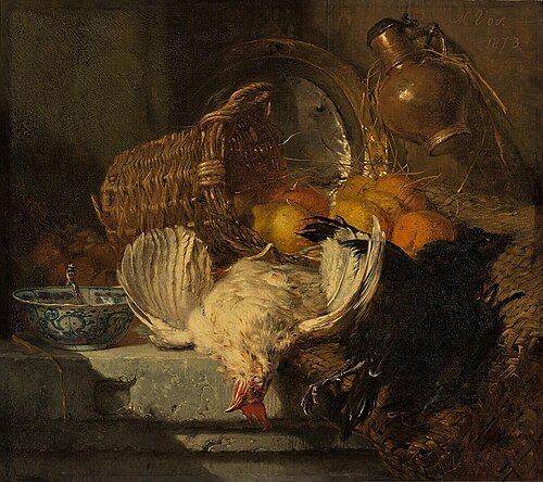 Still Life with Fruit and Dead Poultry, 1873, Maria Vos