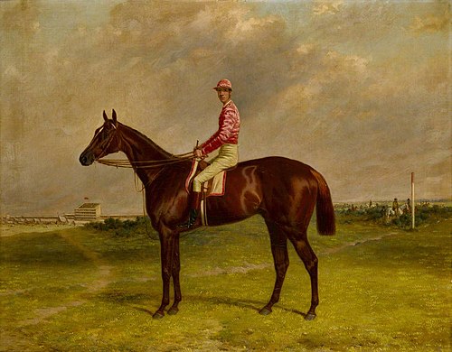 'Hermit' with Jockey up, 1867, Harry Hall