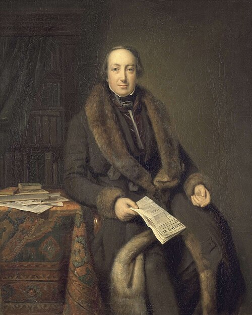 Portrait of Pieter Arnold Diederichs (1804-74), bookseller and founder AD in 1828, 1855, Johan Georg Schwartze