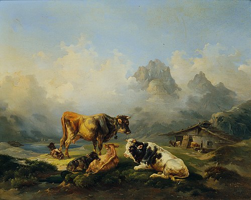 Alm mit Rindern, 1851, Joseph Heicke