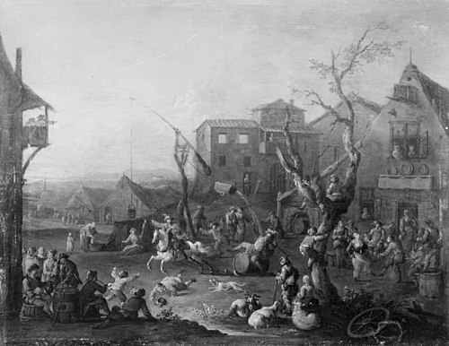 Landscape with Merrymakers outside an Inn, 1714, Arnold Frans Rubens