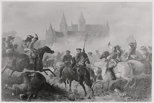 Anno 1672. Condé raakt bij de Franse overtocht van de Rijn gewond, 1867, Karel Frederik Bombled