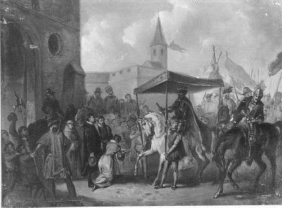 Anno 1582. De huldiging van Anjou te Antwerpen, 1867, Karel Frederik Bombled