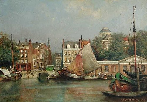 De oude vismarkt aan de Leuvehaven, 1925, Piet Schipperus