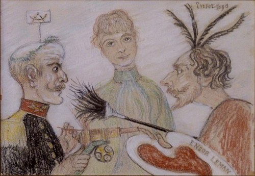 Ensor et Leman discutant peinture, 1890, James Ensor