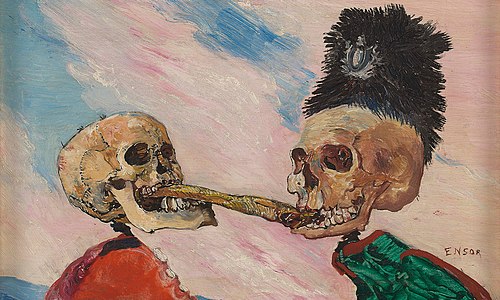 Squelettes se disputant un hareng-saur, 1891, James Ensor