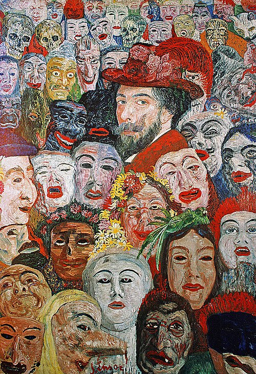 Autoportrait avec masques, 1899, James Ensor