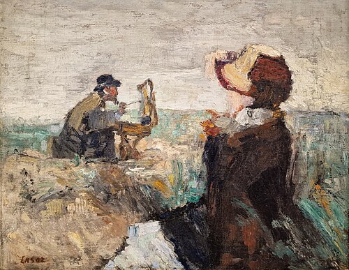 Dans les dunes (le peintre et son modèle), 1883, James Ensor