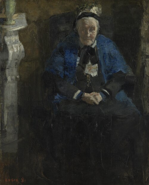 Femme avec châle bleue, 1881, James Ensor