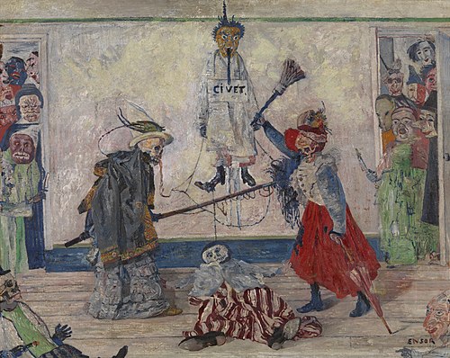 Squelettes se disputant un pendu, 1891, James Ensor