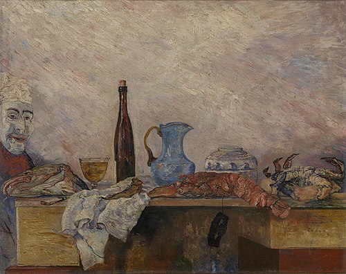 Masque regardant des crustacés, 1891, James Ensor