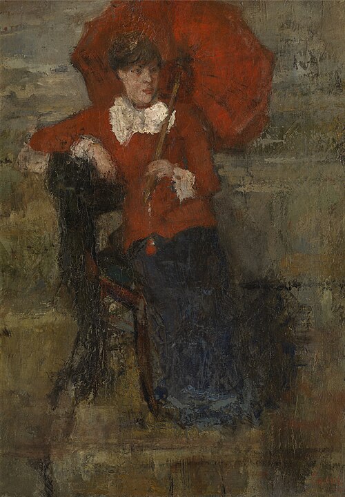 Dame au parasol rouge, 1880, James Ensor