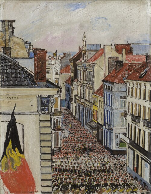 La musique dans la rue de Flandre, 1891, James Ensor