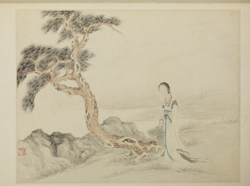 胡锡珪仕女单页, , Hu Xiqui
