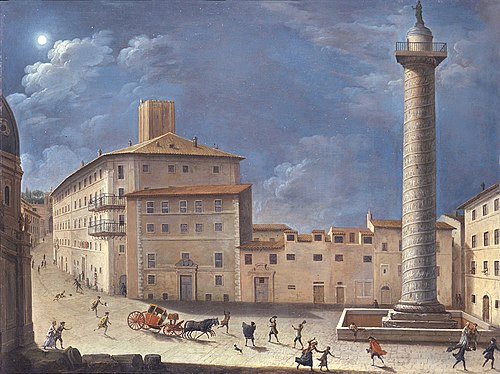 Genre scene at the Trajan's Column, 1770, Giacomo Van Lint