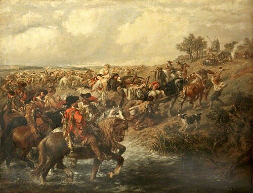 The Army on the March: The Rearguard with the Baggage Wagons, 1863, John Gilbert