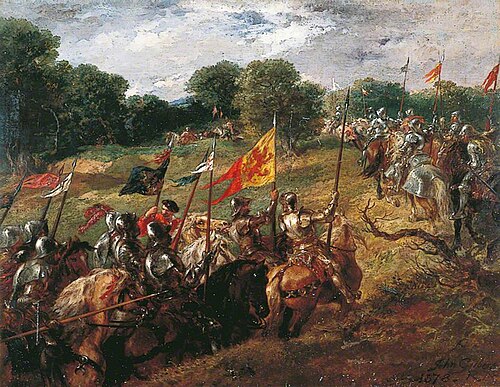 'With all their banners bravely spread', 1878, John Gilbert