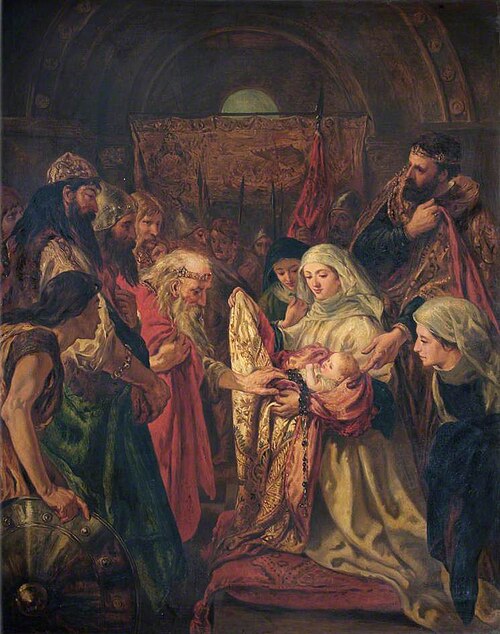 Edward I Presents the First Prince of Wales to the Welsh Chieftains at Carnarvon, AD 1284, , John Gilbert