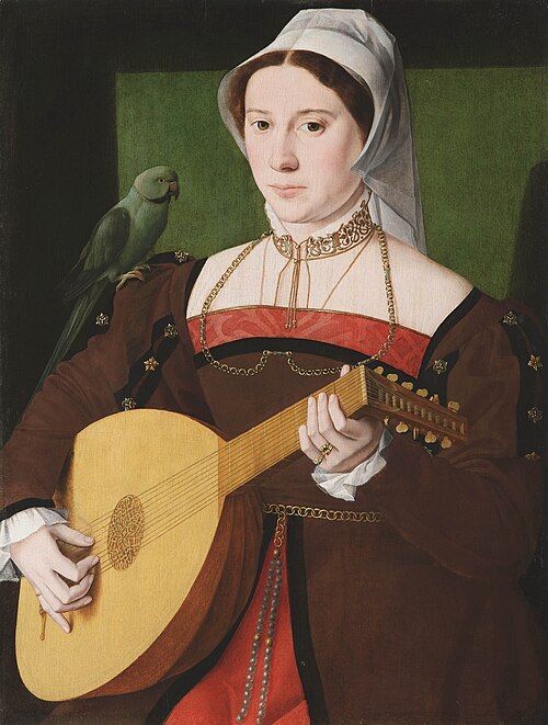 Portrait of a woman playing a lute, 1545, Master of the 1540s