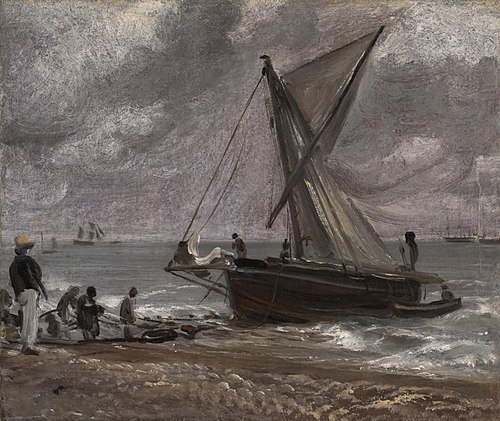 Beaching A Boat, Brighton, 1824, John Constable