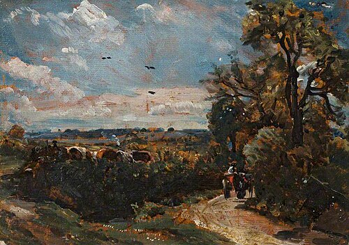 A Cart on a Lane at Flatford, 1811, John Constable