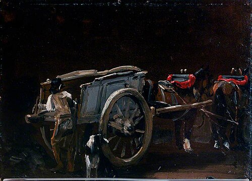 Study of a Cart and Horses with a Carter and a Dog, 1814, John Constable