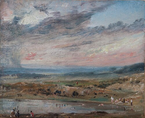Hampstead Heath, with Pond and Bathers, 1821, John Constable