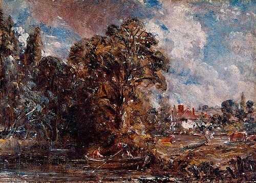 A River Scene with a Farmhouse near the Water's Edge, 1830, John Constable