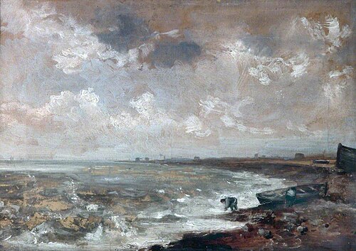Seashore with Fishermen near a Boat, 1824, John Constable