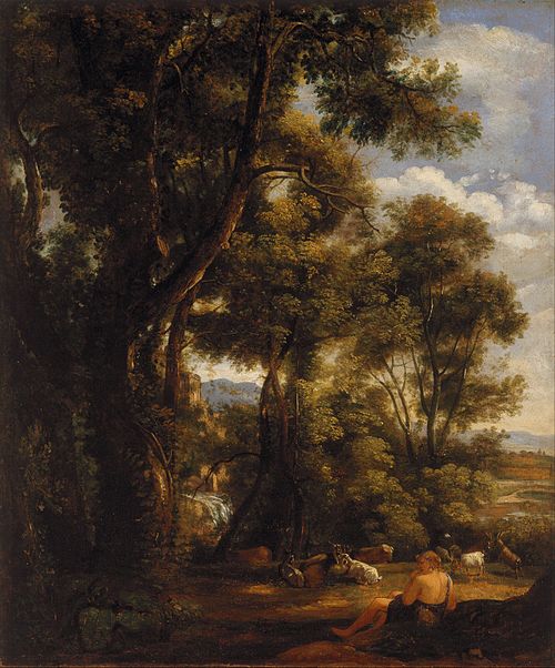 Landscape with goatherd and goats (after Claude), 1823, John Constable