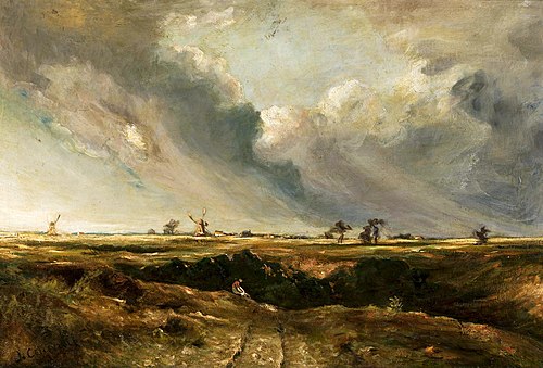 Windmills in landscape., 1801, John Constable