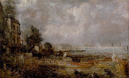 Half-size Sketch for The Opening of Waterloo Bridge (“Whitehall Stairs, June 18, 1817”), 1830, John Constable