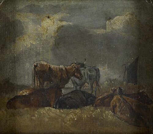 On the Stour (Reverse: Study of Cows), 1830, John Constable