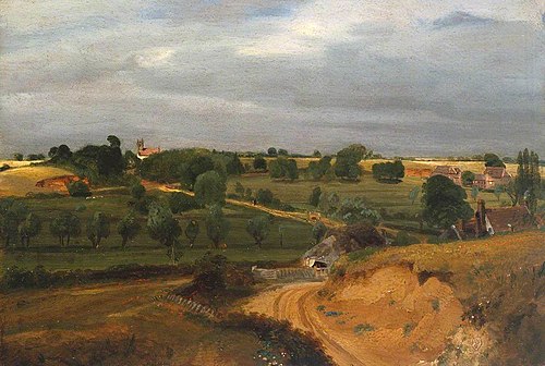 Brightwell Church and Village, 1815, John Constable