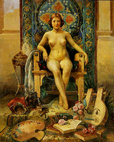 Le modèle dans l'atelier du peintre, 1850, Hector Hanoteau