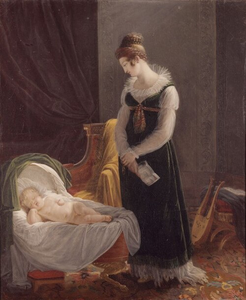 Jeune mère regardant son enfant endormi ou la bonne mère, 1814, Louise Hersent