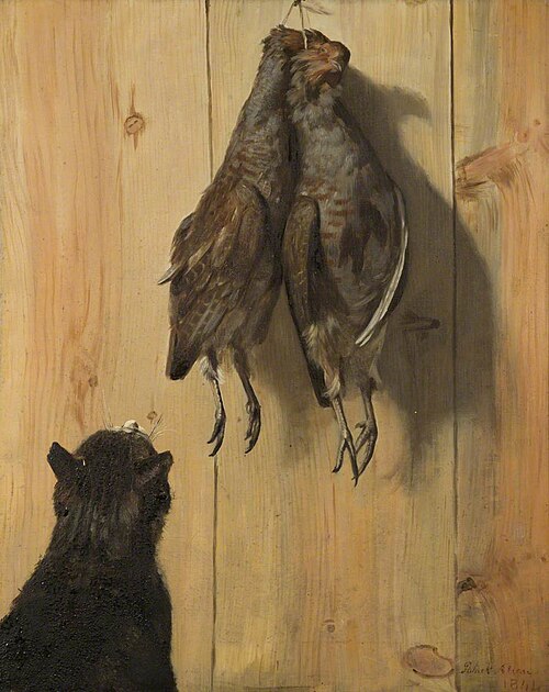 Cat and Partridges, 1844, Patrick Allan Fraser