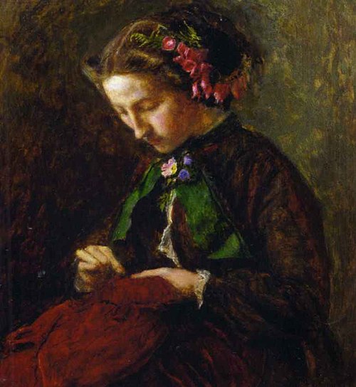 Euphemia 'Effie' Chalmers Gray, Mrs John Ruskin (1828-1898), later Lady Millais, with Foxgloves in h, 1853, John Everett Millais