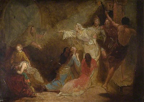 Elgiva seized by order of Archbishop Odo, 1845, John Everett Millais
