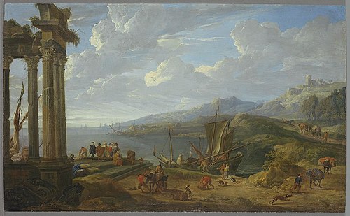 Tempelruine an Meeresbucht, 1695, Jan Baptiste Huysmans