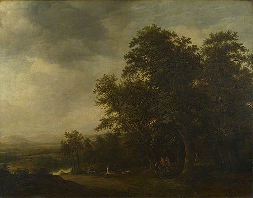 A Woody Landscape with a Stag Hunt, 1647, Johan Lagoor
