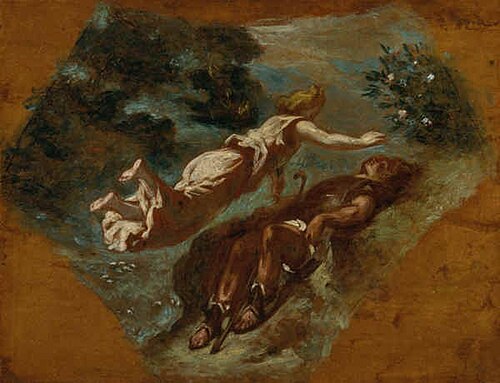 Hésiode et la Muse, 1844, Pierre Andrieu